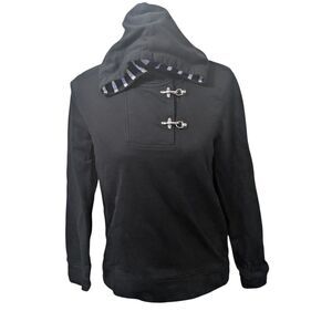 Lauren Jeans Co. by Ralph Lauren Black Toggle Button Hoodie M 100% Cotton